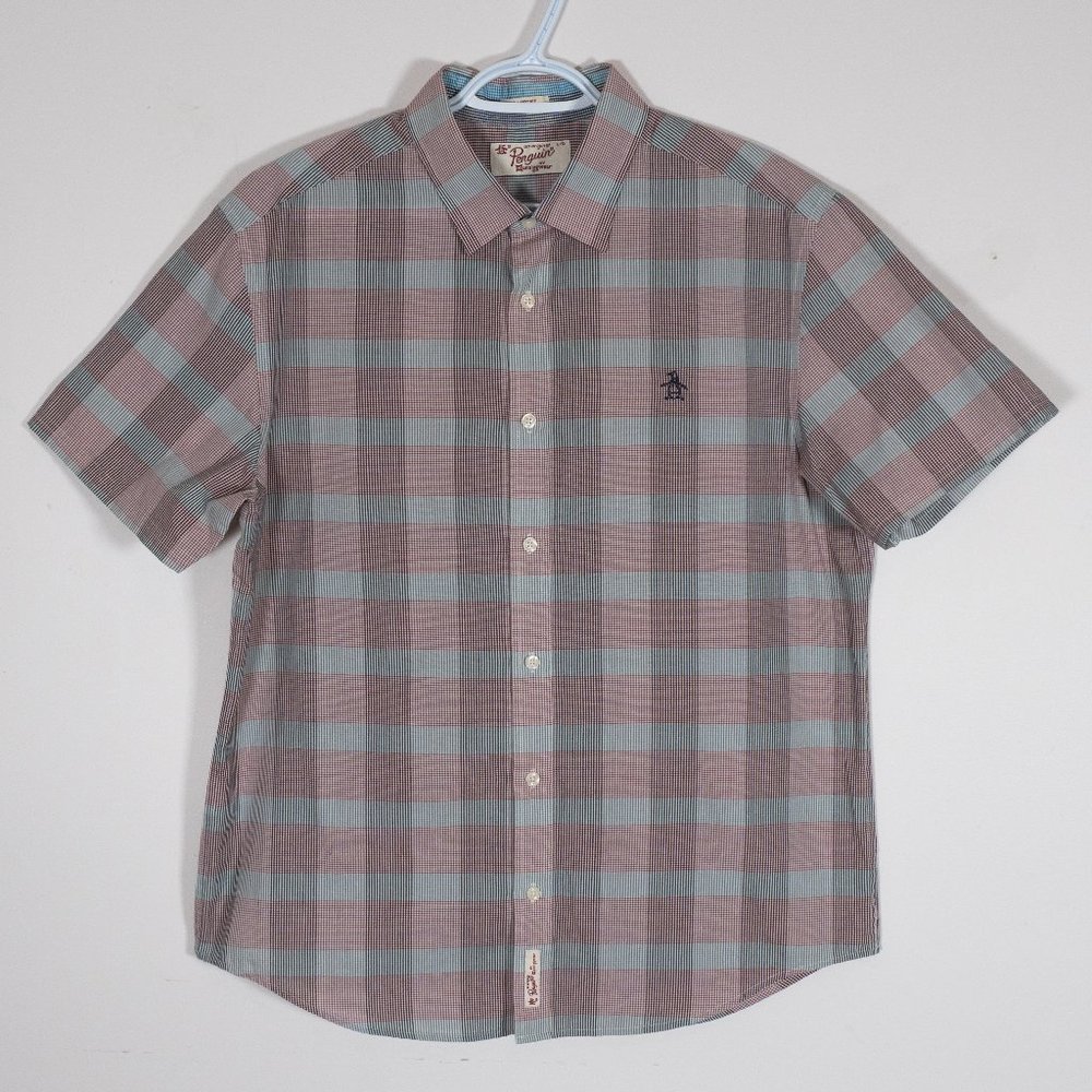 Original Penguin by Munsingwear Plaid Shirt Men’s Large Classic Fit Short Sleeve